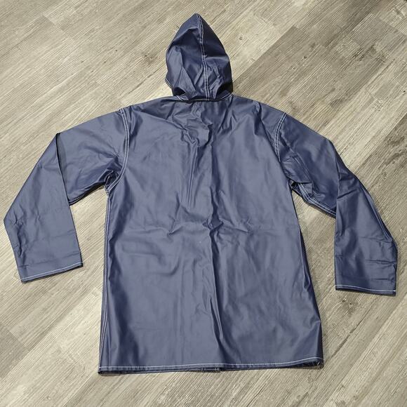 Woolrich Reversable Navy Blue Hooded Rain Jacket Water & Wind Resistant Parka - Picture 3 of 8